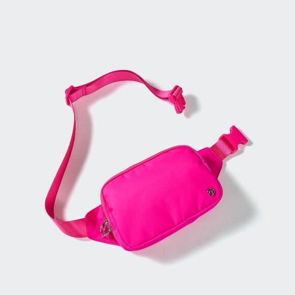 Sonic Pink Large Nylon Belt Bag with Adjustable Strap, Lightweight, Water-Resist - Picture 2 of 7